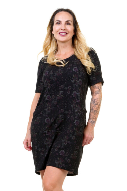 Cloud dress fire flower – casual jersey dress with pockets