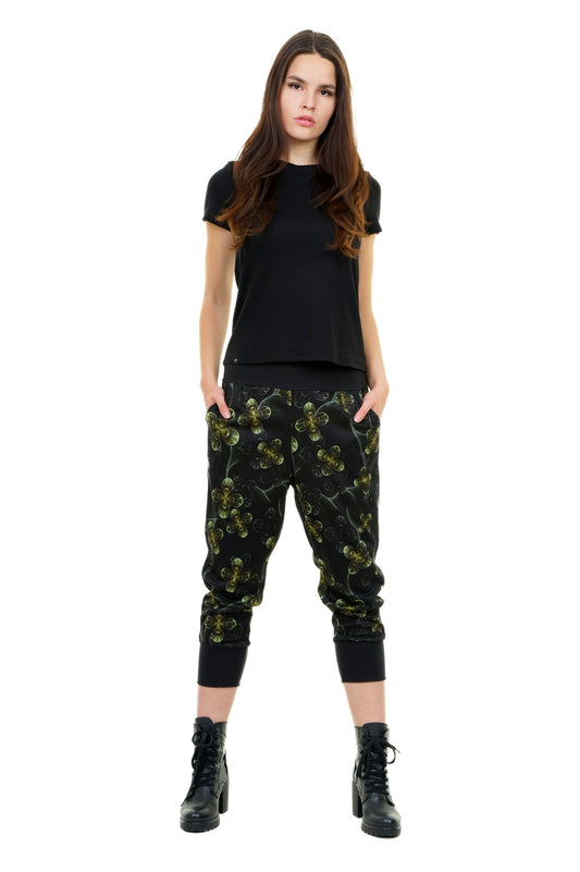 Yoga pants ¾ black Electric Flower