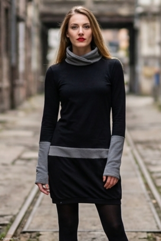 Winterkleid Fleece Kragen grau