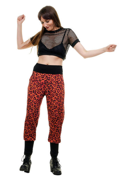 Baggy Sommerhose Blusenstoff Leo rot