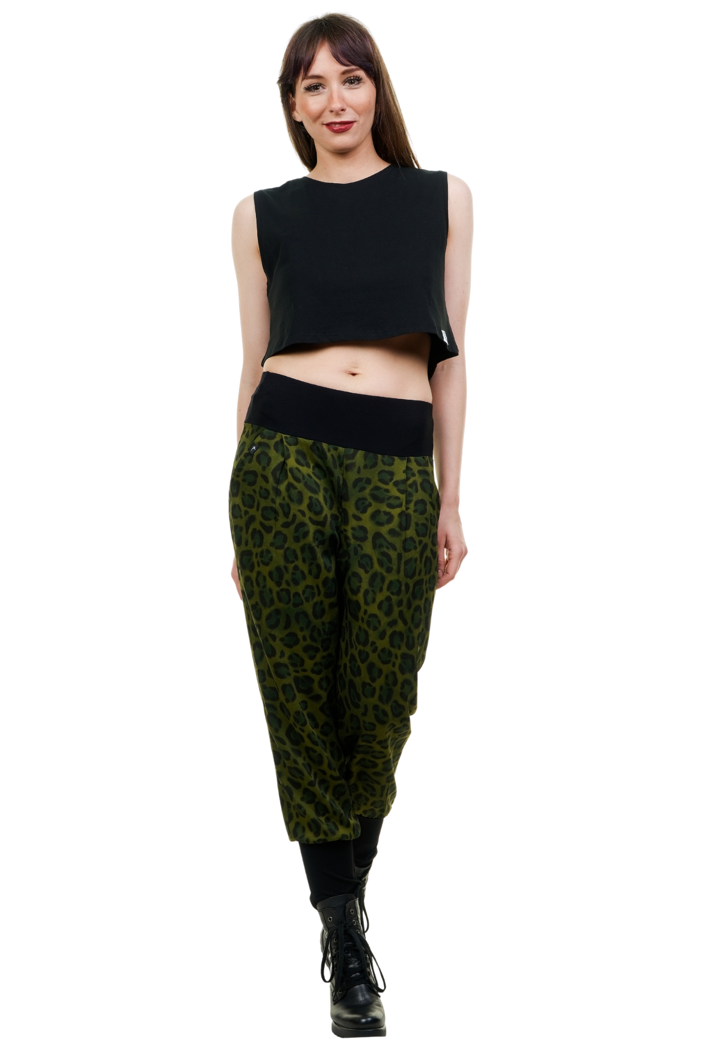 Baggy Sommerhose Blusenstoff Leo grün