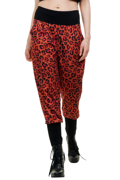 Baggy Sommerhose Blusenstoff Leo rot