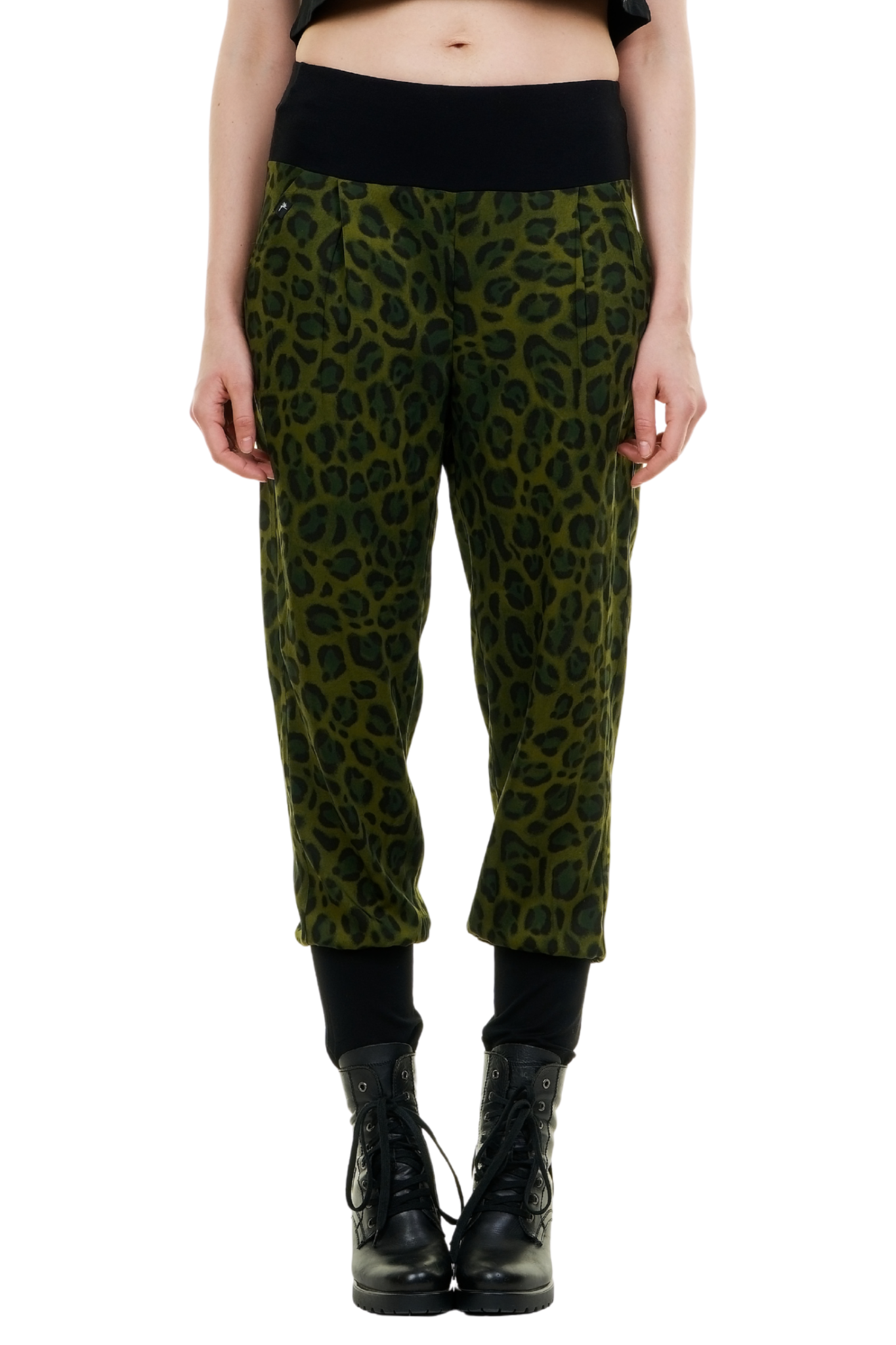 Baggy Sommerhose Blusenstoff Leo grün