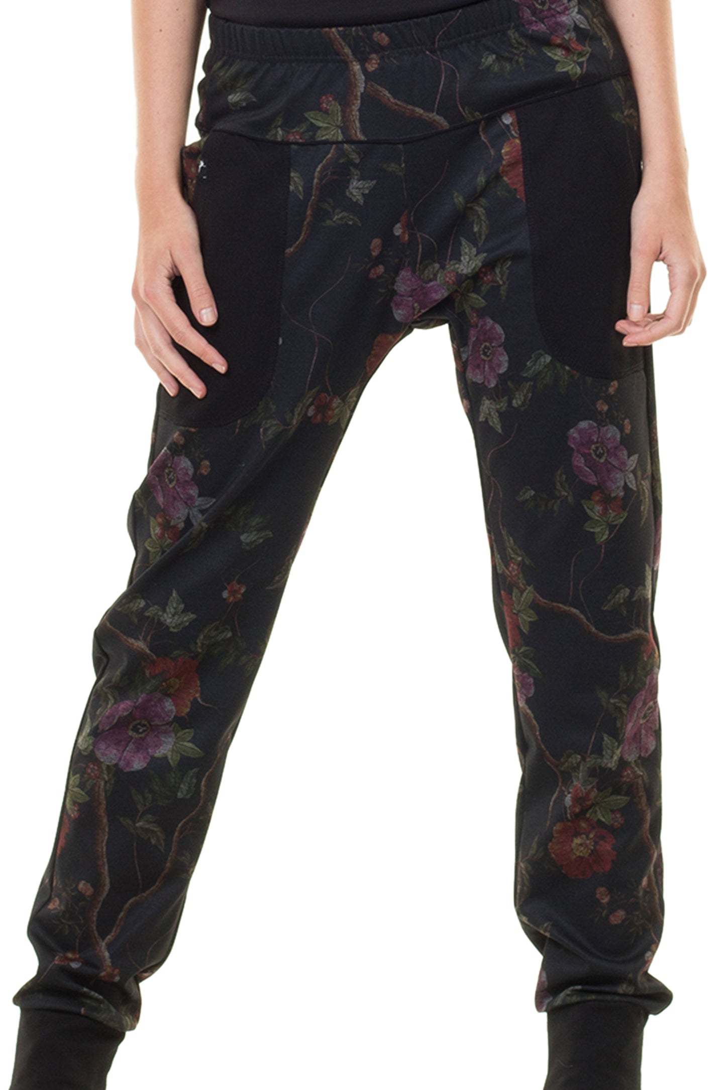 Pantalon ample ample fleur foncée