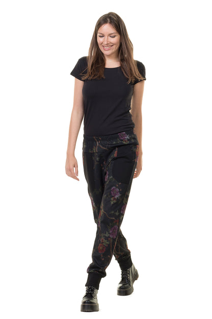 Maxi baggy trousers dark flower