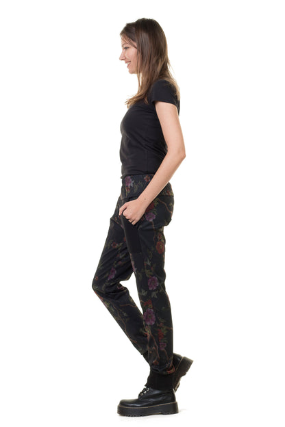 Pantalon ample ample fleur foncée