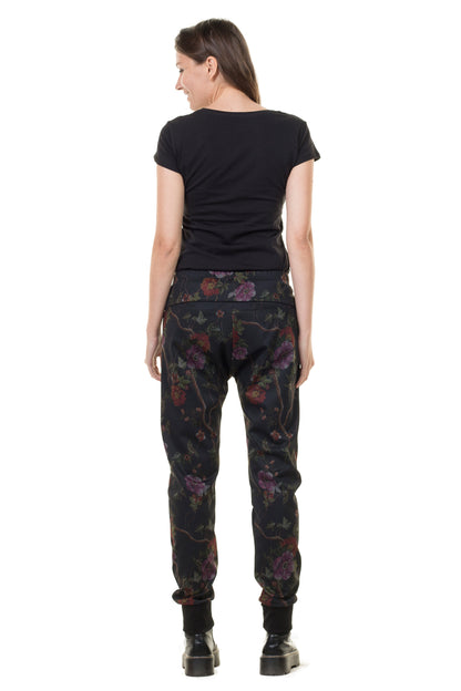 Pantalon ample ample fleur foncée