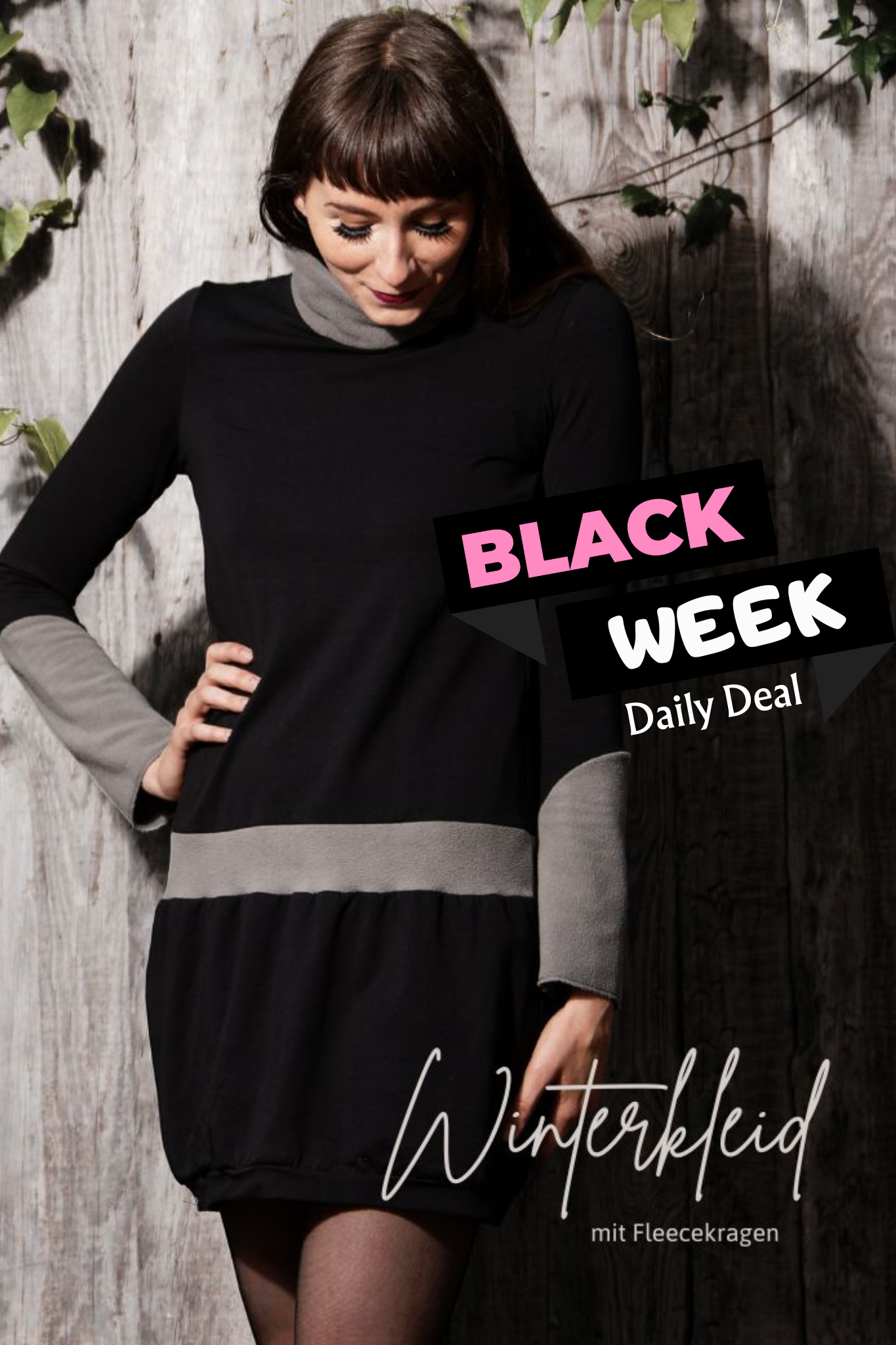 Winterkleid Fleece Kragen grau