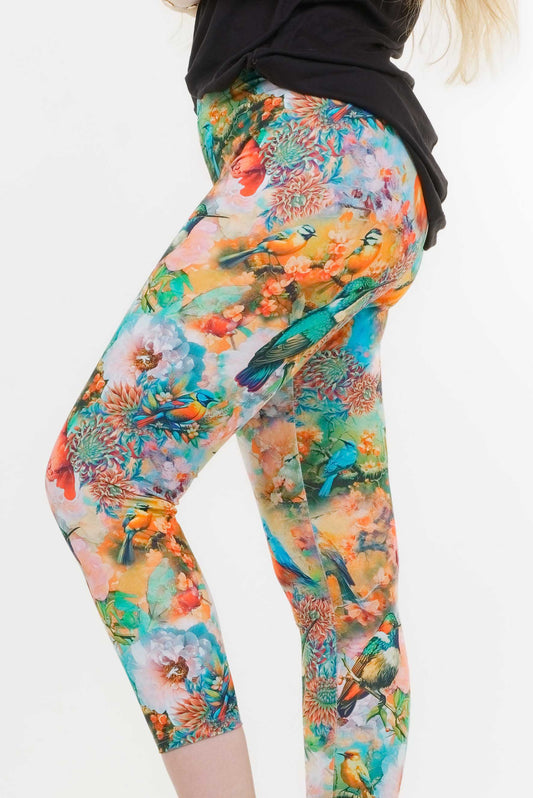 SALE  Größe XL Capri  Leggings paradise bird