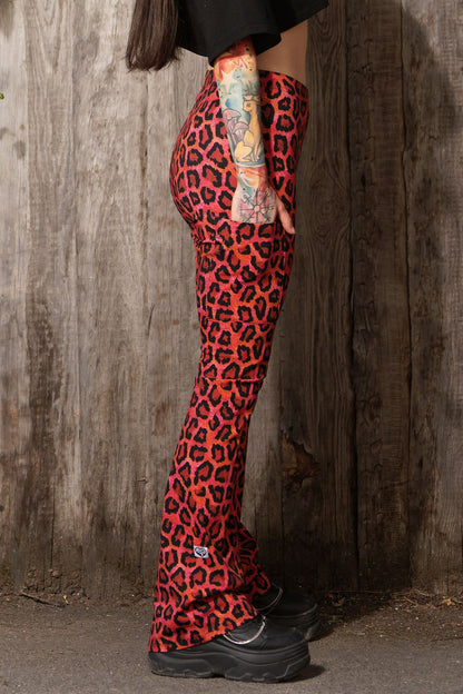 Flare Schlag Leggings Fesche Mieze rot