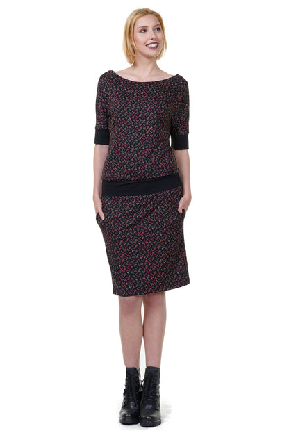 SALE Größe XS Fledermauskleid rote Blümchen