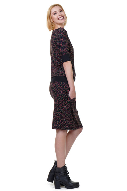 SALE Größe XS Fledermauskleid rote Blümchen