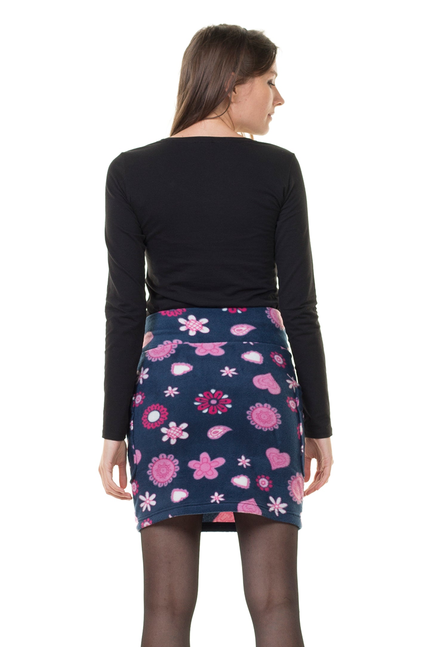 SALE size M fleece skirt black pink lady