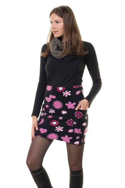 SALE size M fleece skirt black pink lady