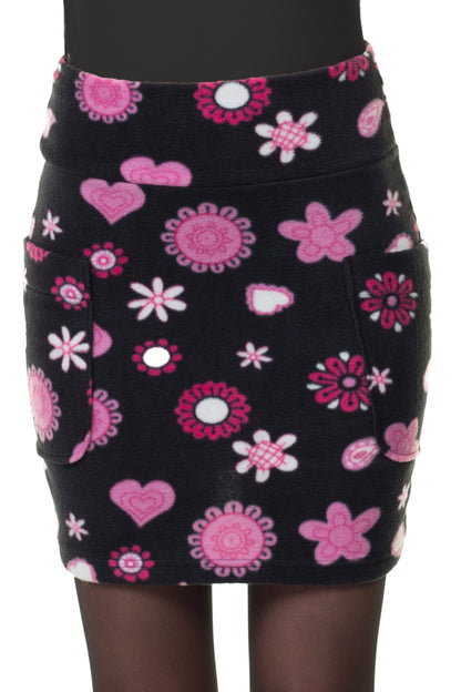 SALE size M fleece skirt black pink lady