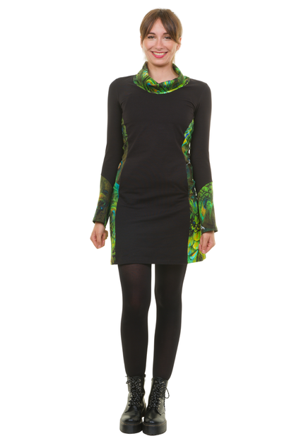 Herbstkönigin Kleid schwarz Pfau