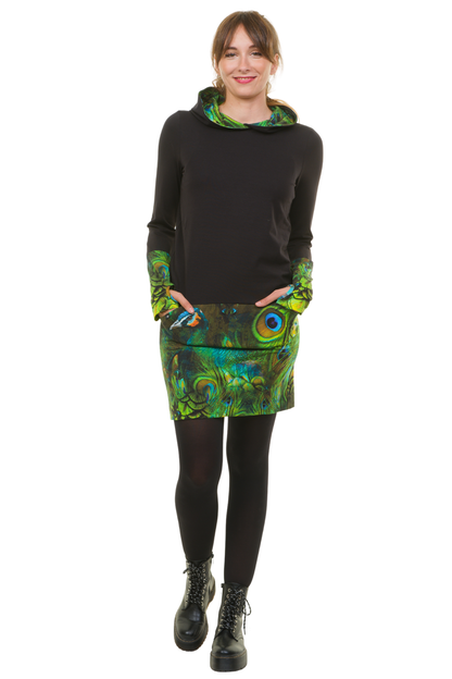 Hoodiekeid Winterzauber schwarz Pfau