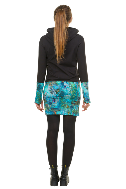 Hoodiekeid Winterzauber schwarz pfau in blau