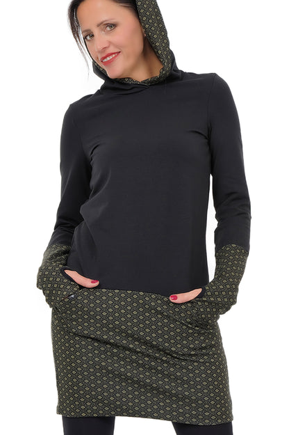 Hoodiekeid Winterzauber schwarz grün Retro