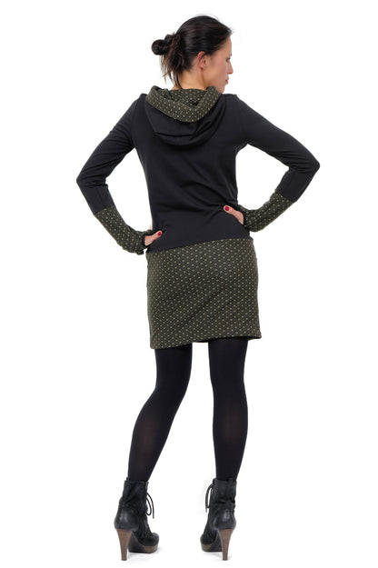 Hoodiekeid Winterzauber schwarz grün Retro