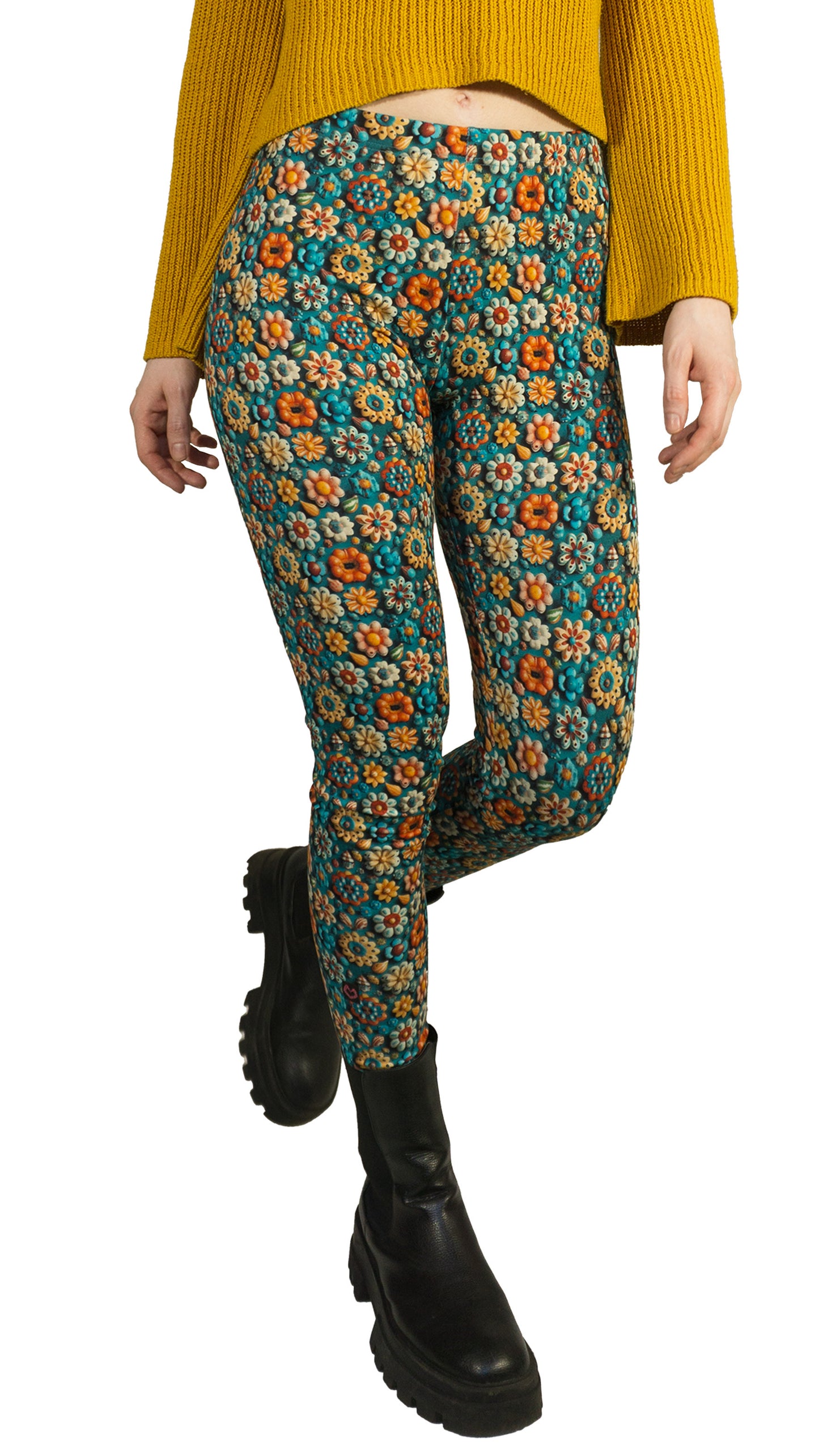 SALE  Größe M Leggings Flower Button