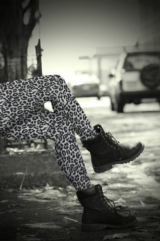 SALE Größe S Winter Leo Strick Leggings grau