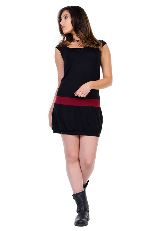 Sommerkleid Ballon schwarz bordeaux