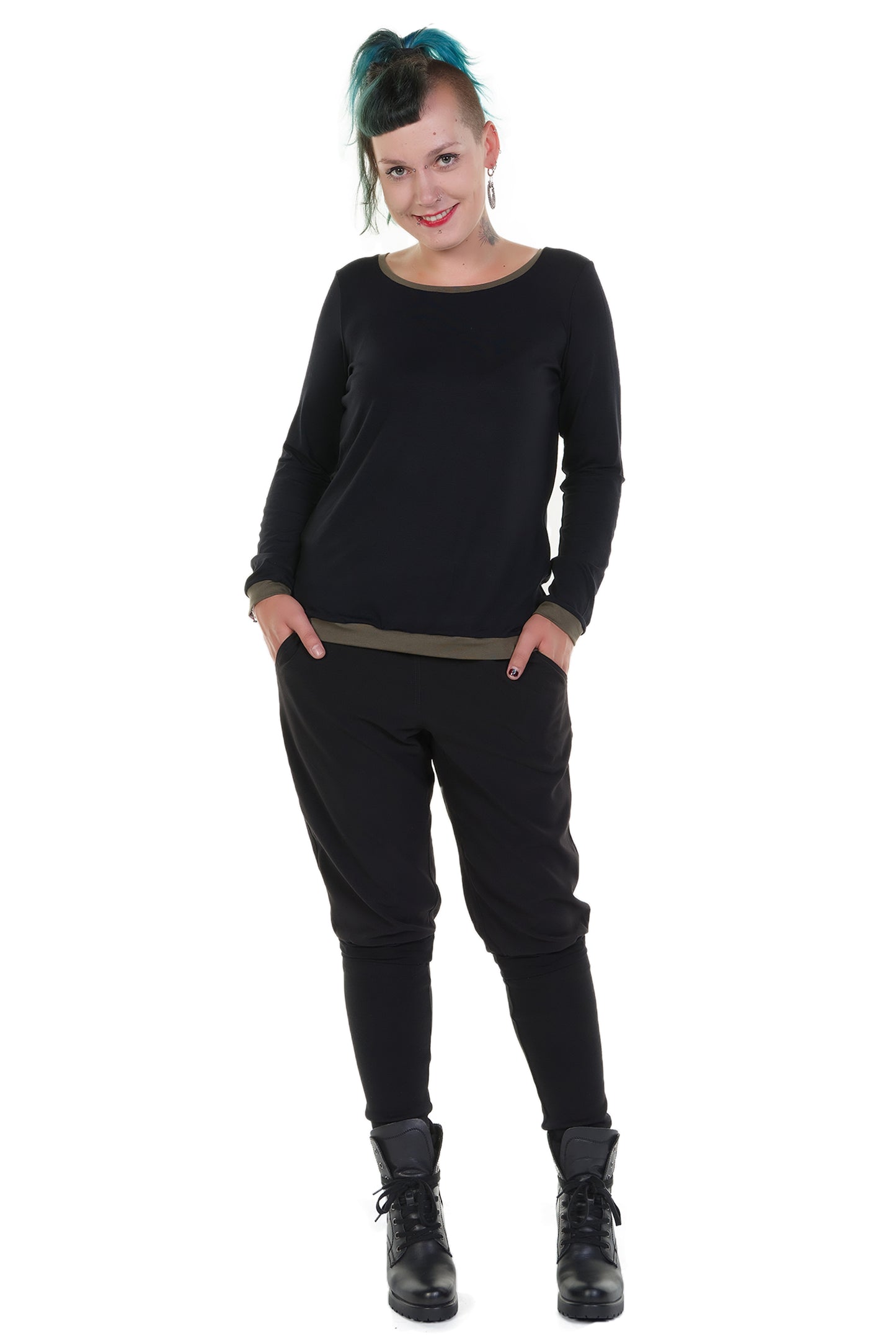 Longsleeve Leger schwarz oliv