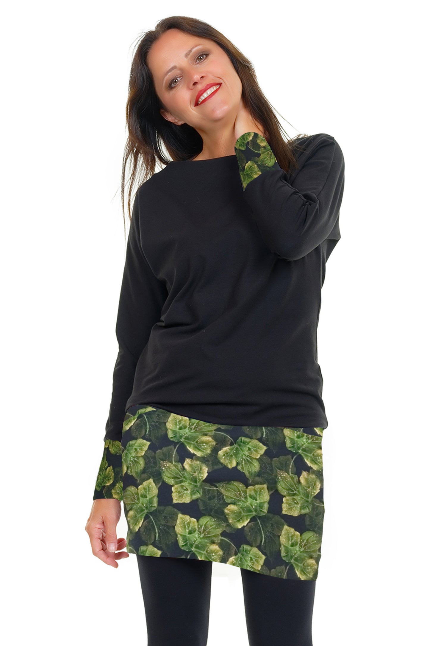 Robe pull robe feuille noire magie-