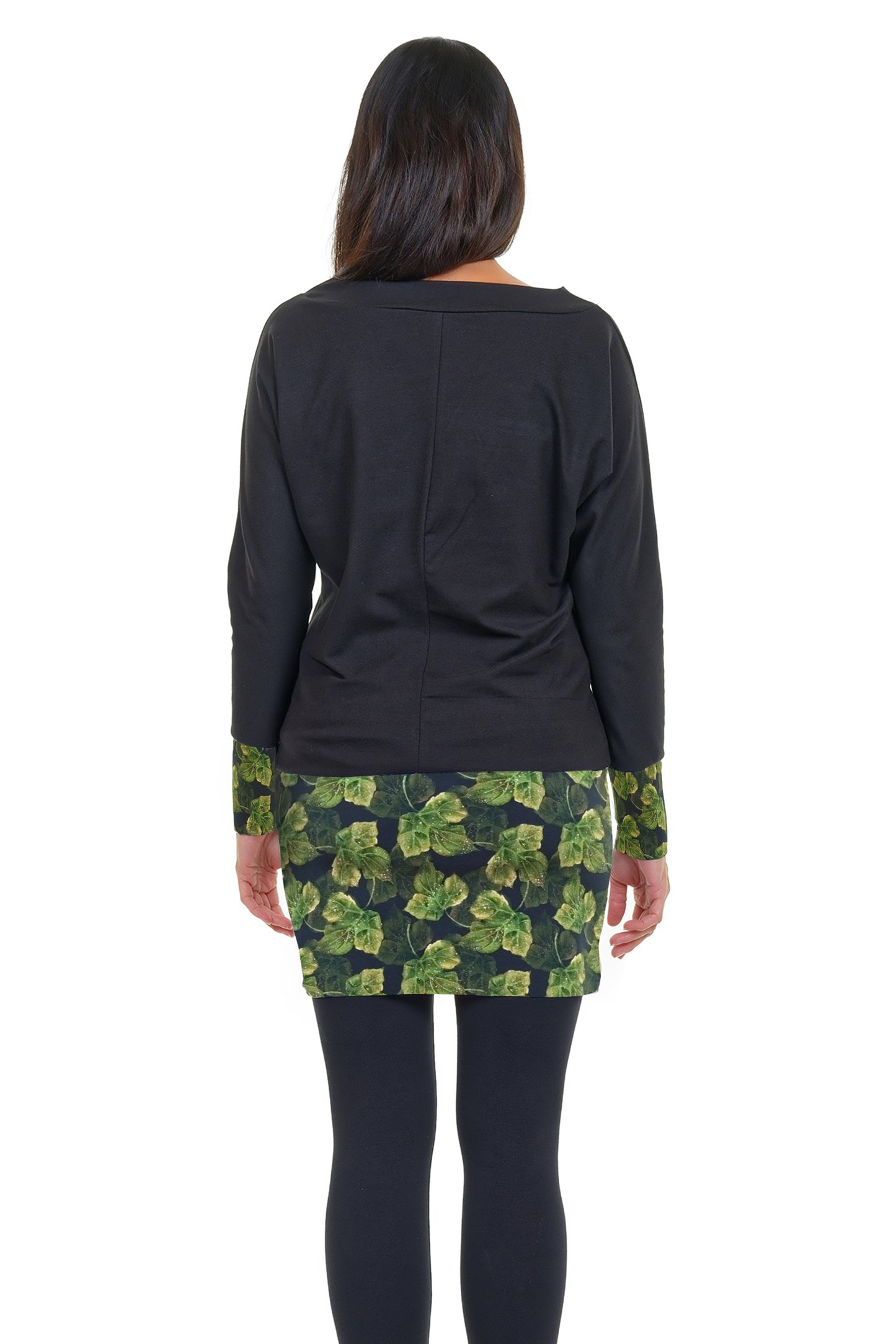 Robe pull robe feuille noire magie-