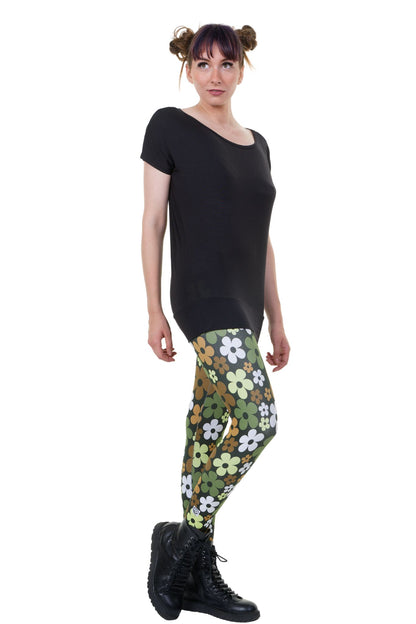Cool Days Leggings Retro Flower oliv