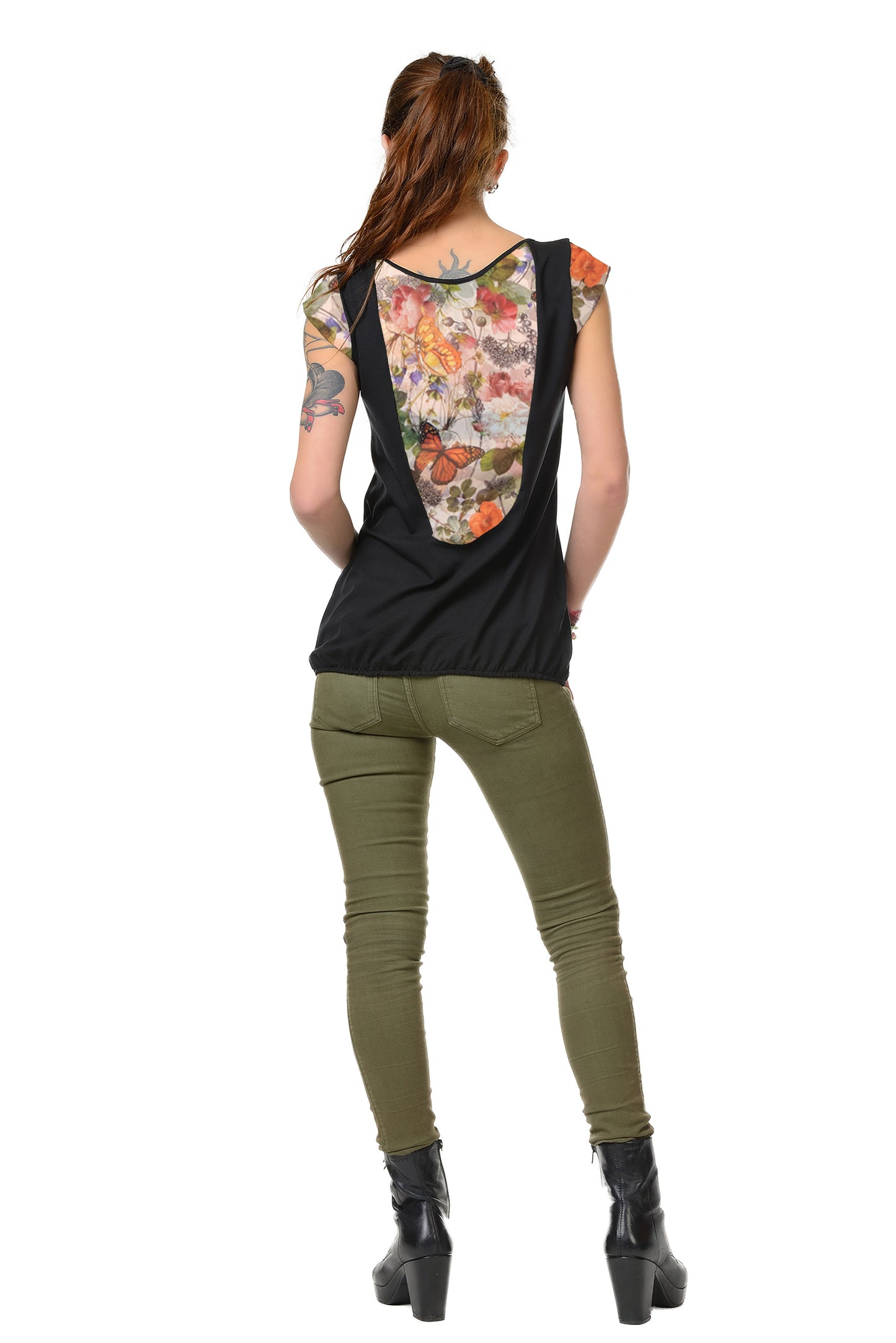 Chemise d'été dos papillon magique vert