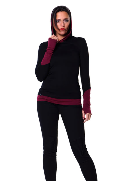 Hoodie Sommer schwarz bordeaux