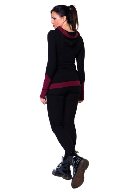 Hoodie Sommer schwarz bordeaux