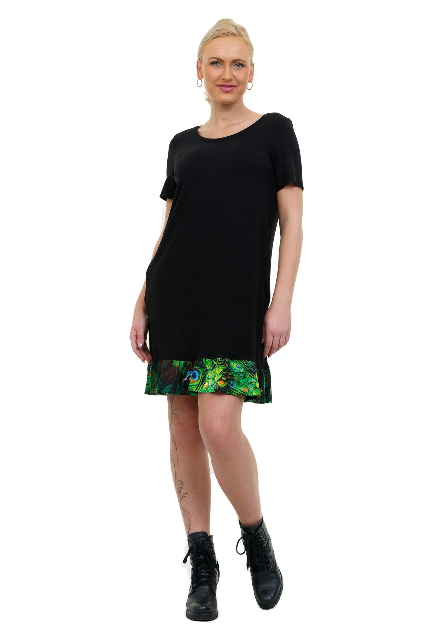 SALE Größe S Florali Kleid schwarz pfau