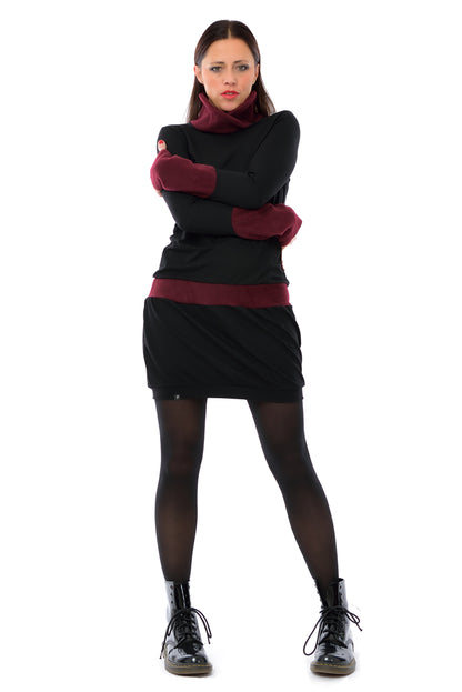 Winterkleid Fleece Kragen bordeaux