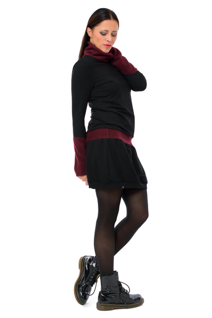 Winterkleid Fleece Kragen bordeaux