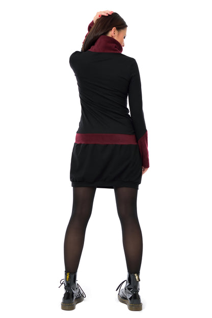 Winterkleid Fleece Kragen bordeaux