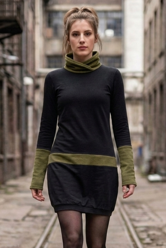 Winterkleid Fleece Kragen grün